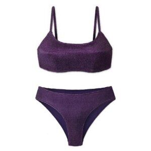 NWT WET Swimwear Textured Bikini Set in Plum - XS